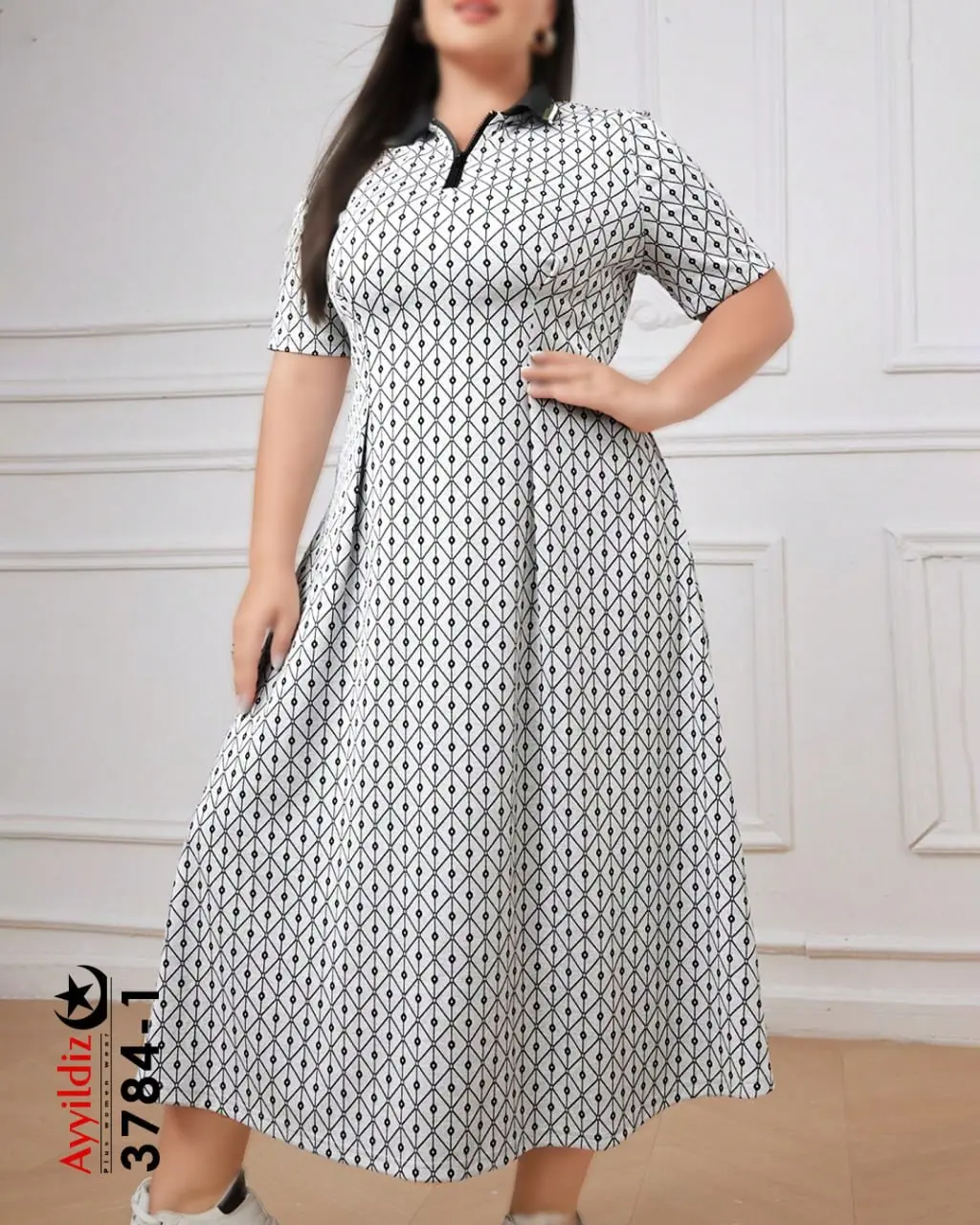 پیراهن زنانه سایز بزرگ راحتی مناسب روزمره  کد 3784