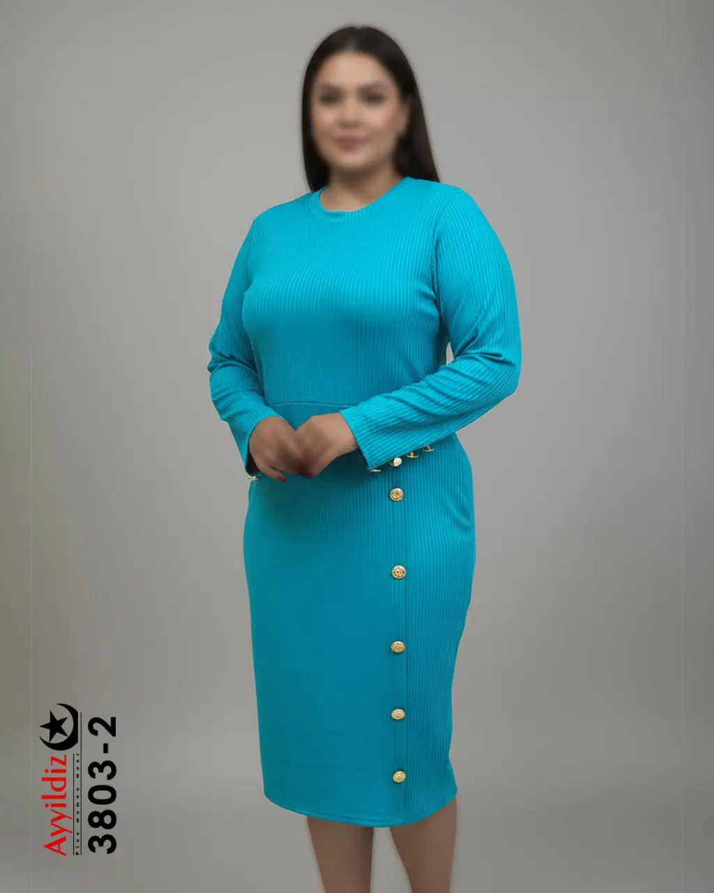 تونیک آستین بلند راحتی سایز بزرگ زنانه کد 3803