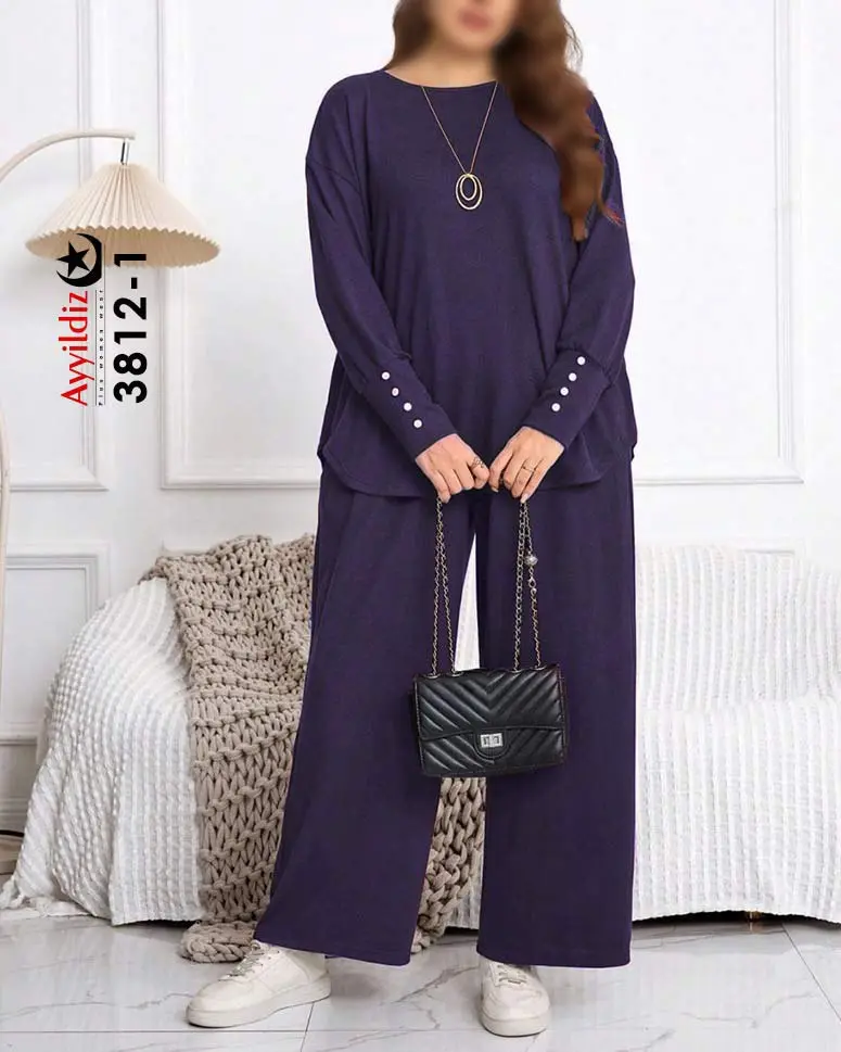 ست بلوز و شلوار زنانه راحتی سایز بزرگ کد 3812