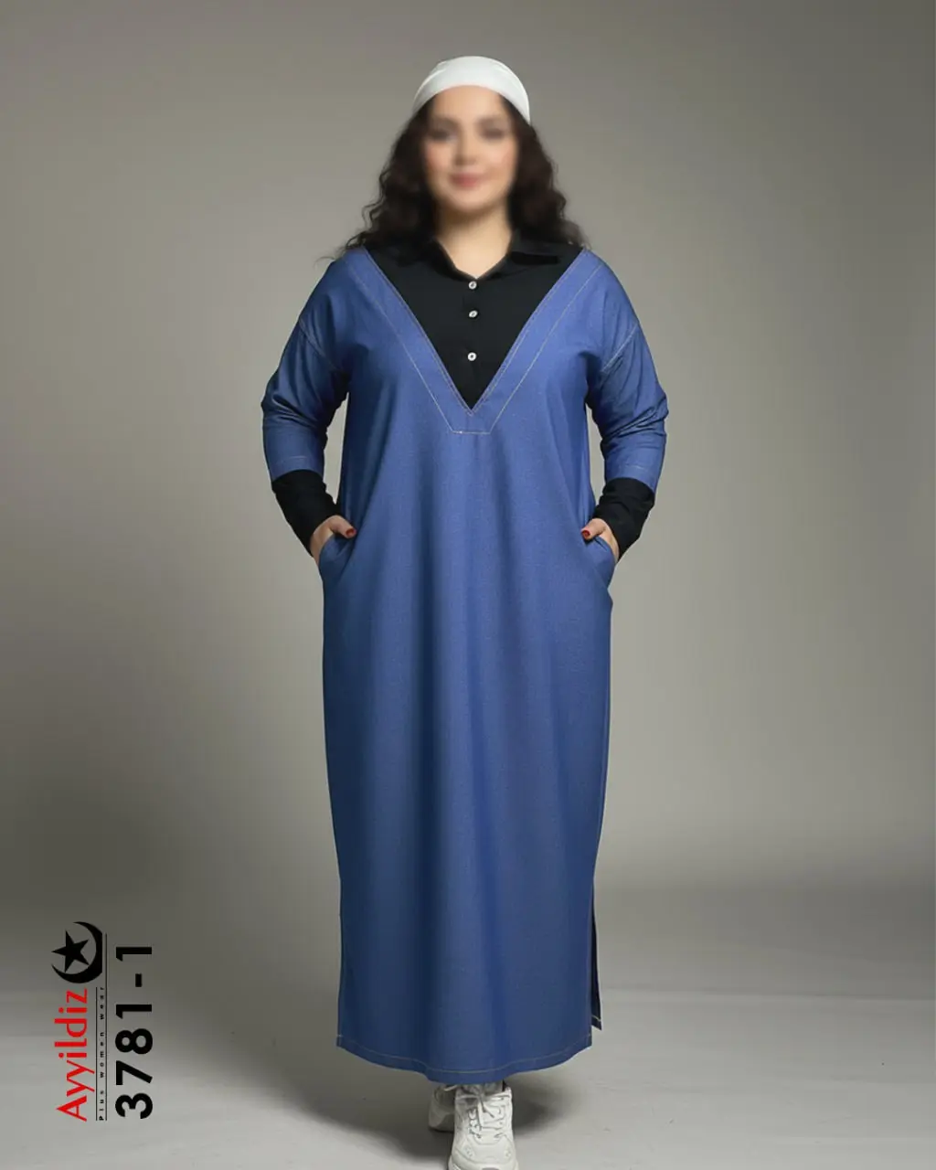 مانتو پیراهن سایز بزرگ زنانه کد 3781