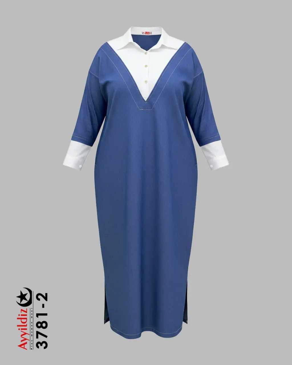 مانتو پیراهن سایز بزرگ زنانه کد 3781