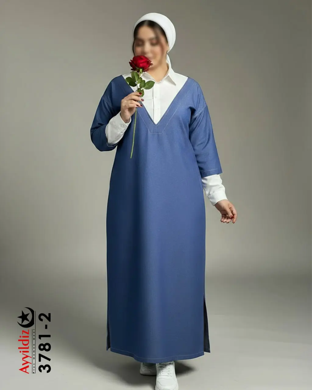 مانتو پیراهن سایز بزرگ زنانه کد 3781