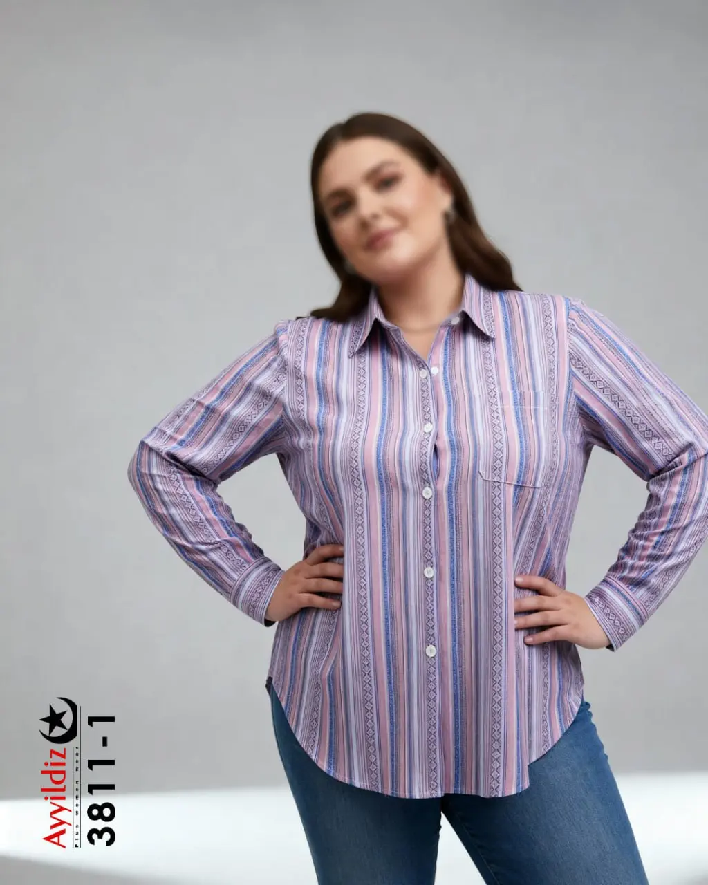 شومیز مجلسی سایز بزرگ زنانه کد 3811