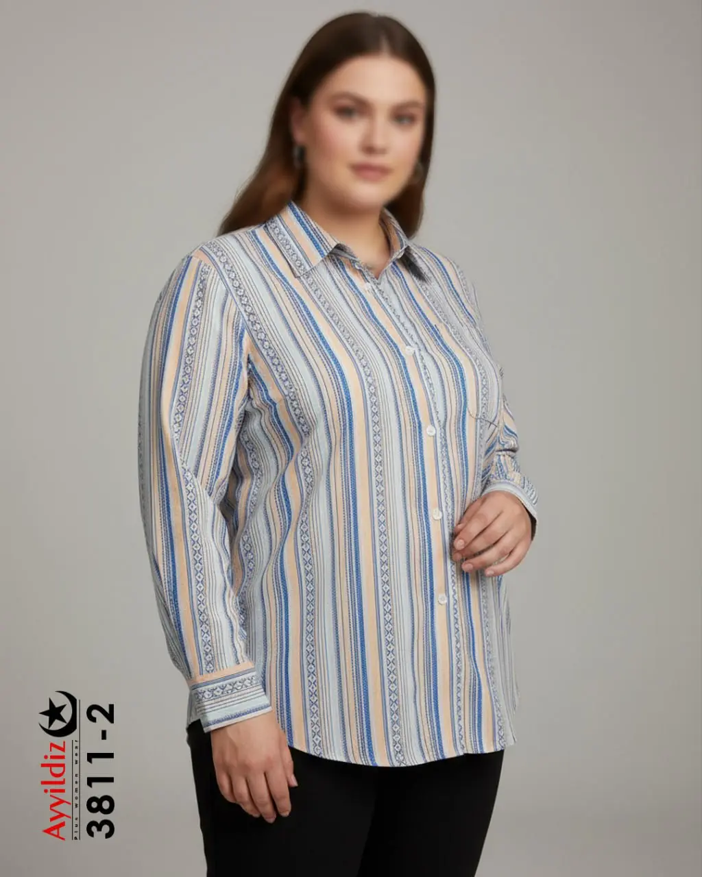 شومیز مجلسی سایز بزرگ زنانه کد 3811