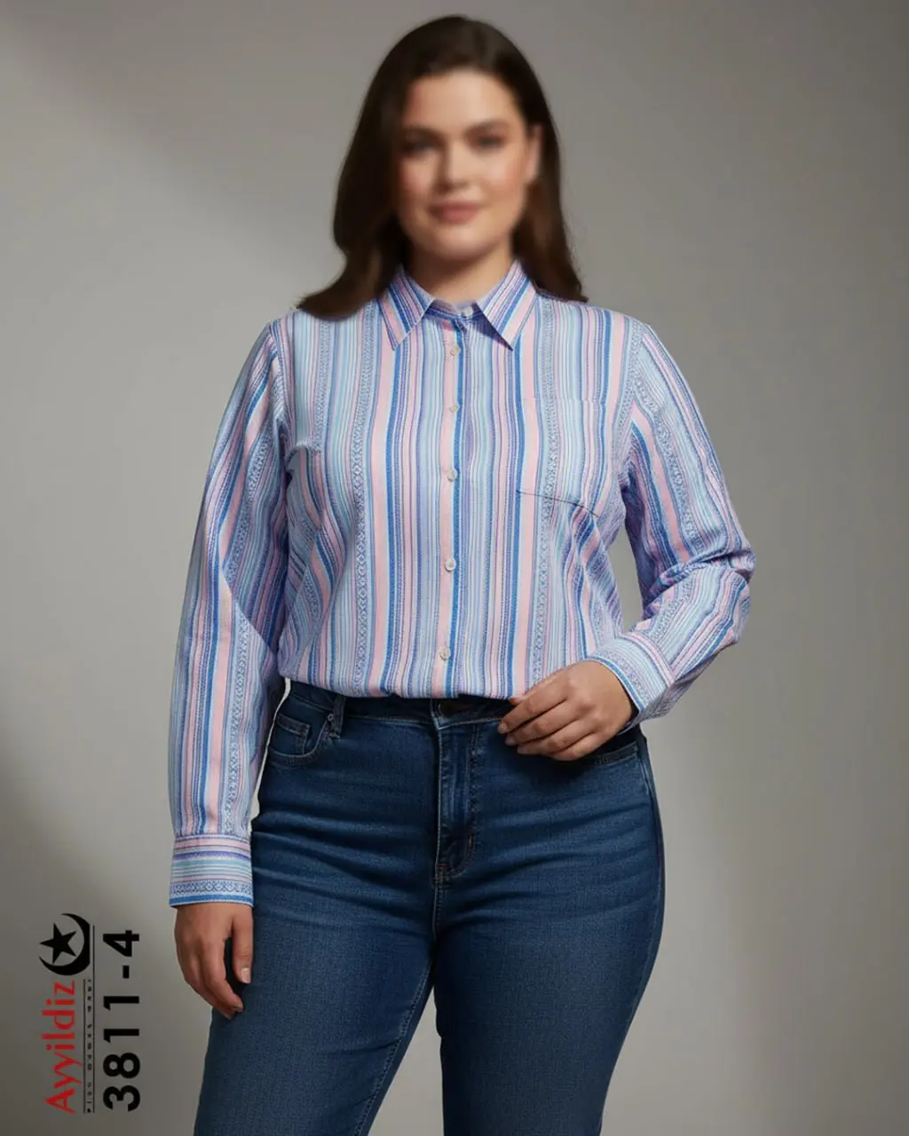 شومیز مجلسی سایز بزرگ زنانه کد 3811
