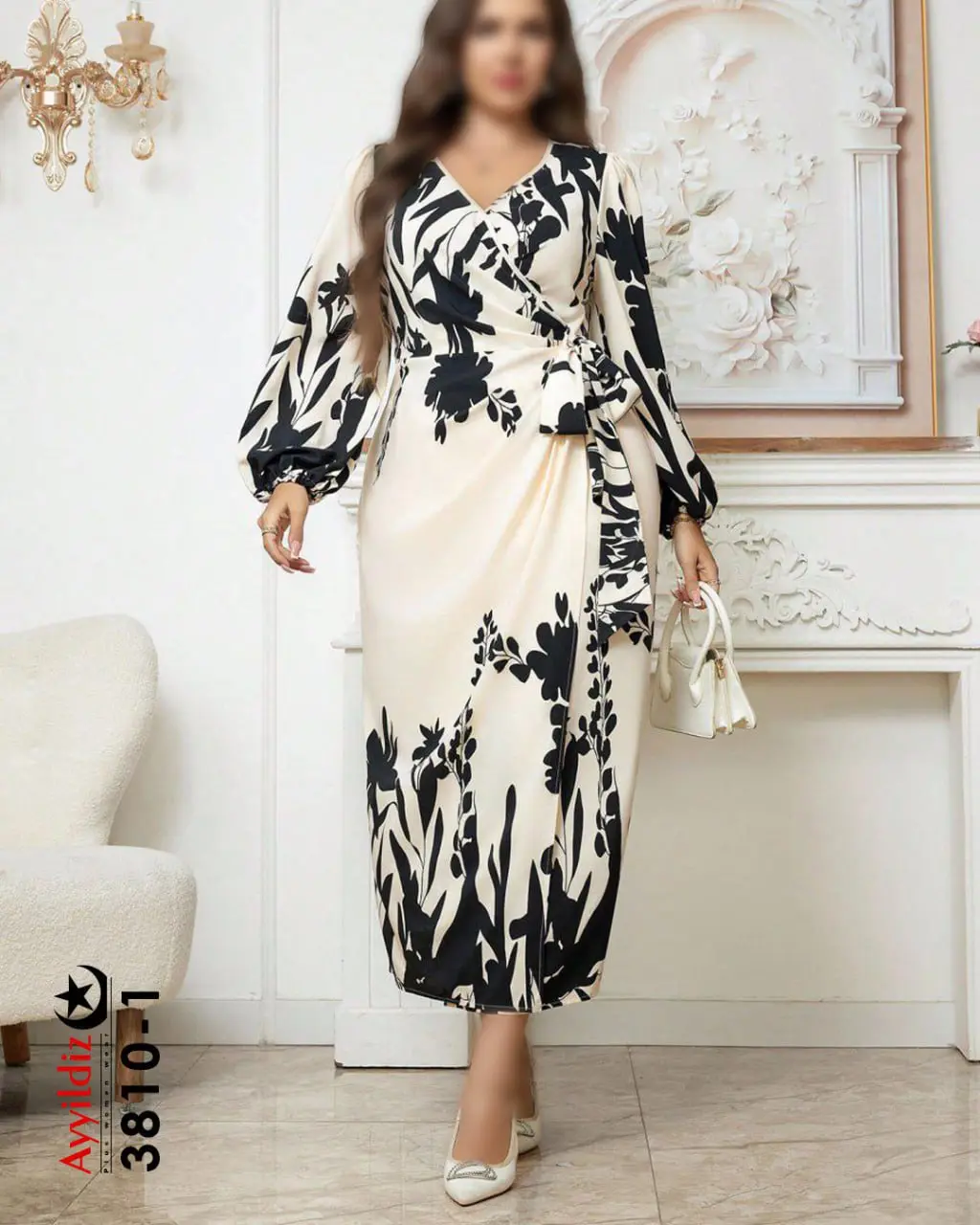 پیراهن زنانه سایز بزرگ مجلسی بلند 3810