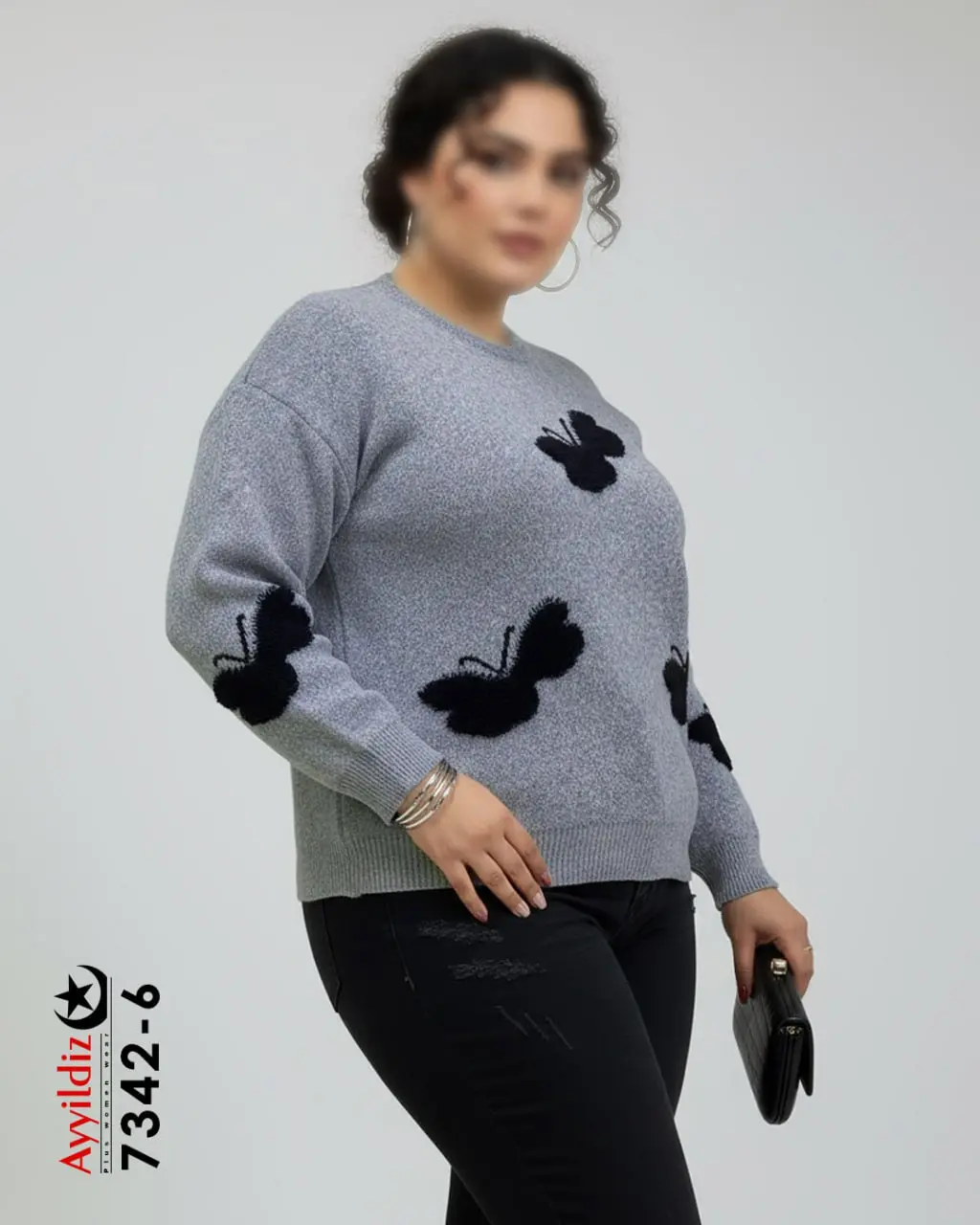 بلوز بافت زنانه سایز بزرگ پاییزه  کد 7342