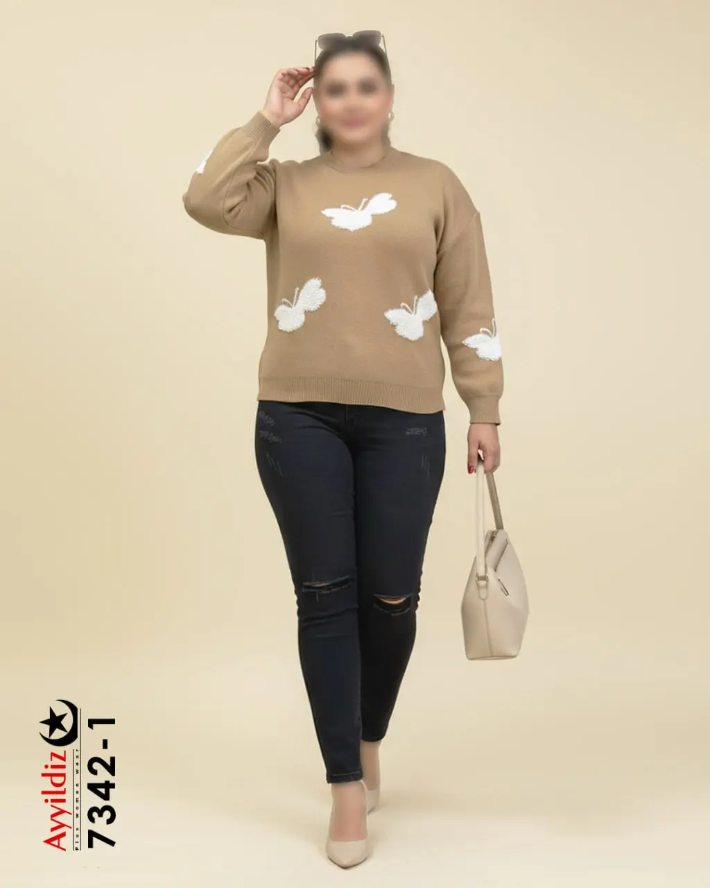 بلوز بافت زنانه سایز بزرگ پاییزه  کد 7342