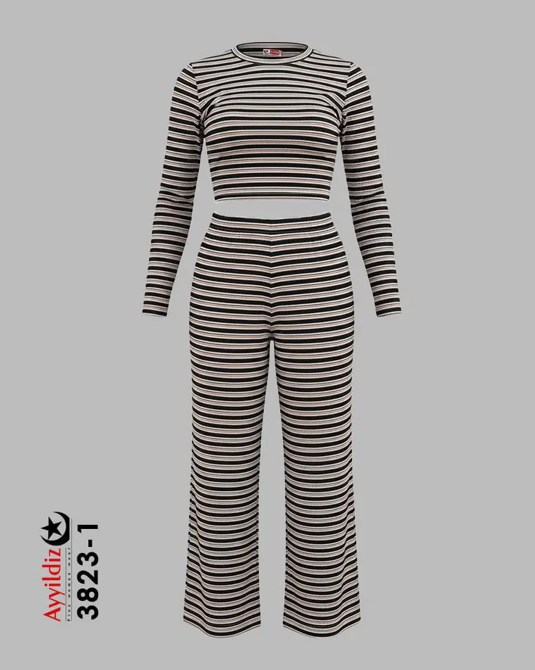 ست کراپ شلوار راحتی سایز بزرگ زنانه کد 3823