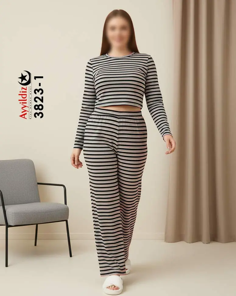 ست کراپ شلوار راحتی سایز بزرگ زنانه کد 3823