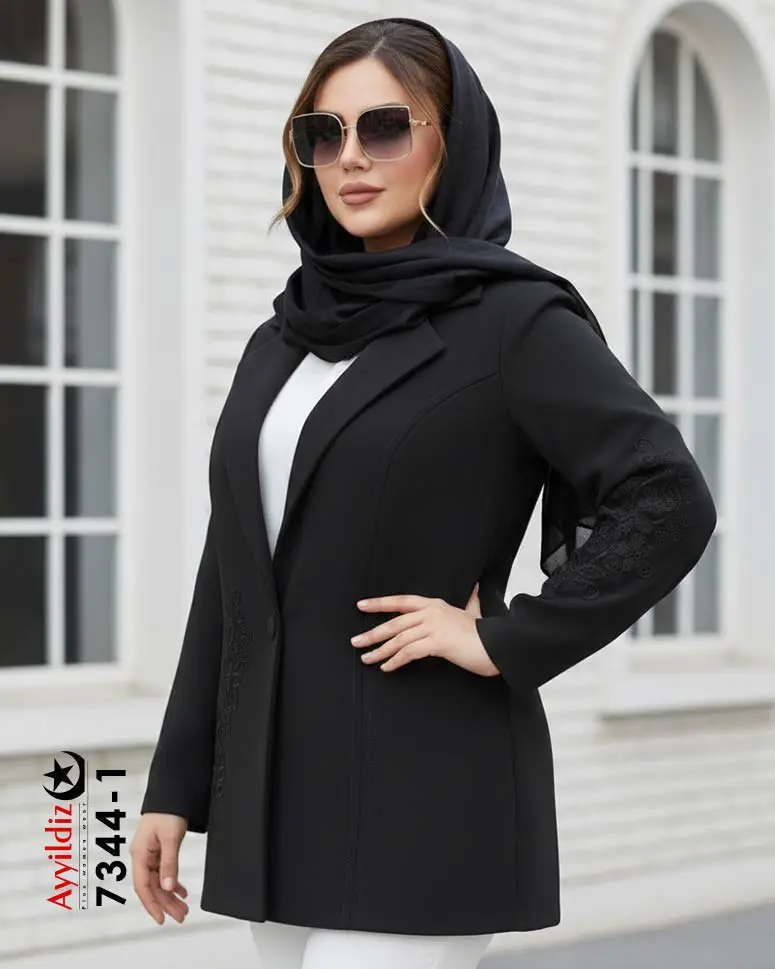کت زنانه مجلسی سایز بزرگ سری AyLux کد 7344
