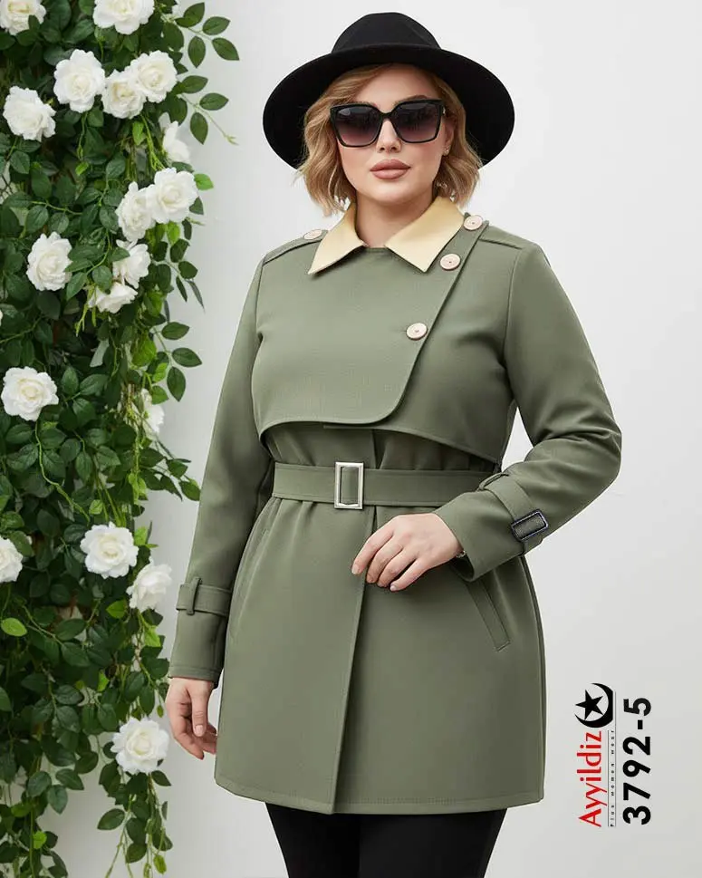 طرح بارانی دو تیکه سایز بزرگ زنانه کد 3792