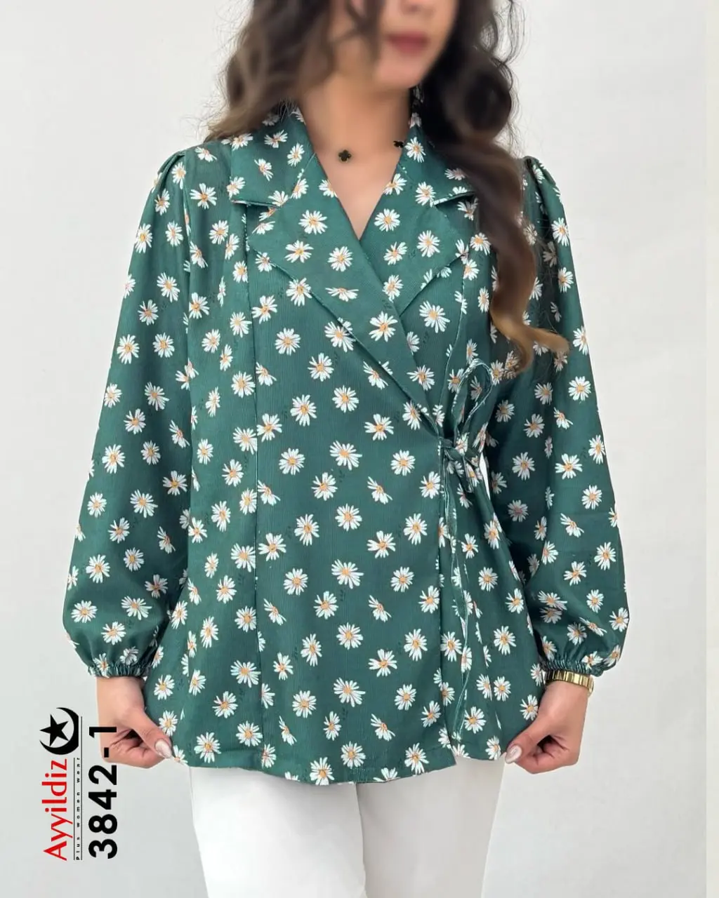 شومیز زنانه سایز بزرگ مدل کتی گره‌دار کد 3842