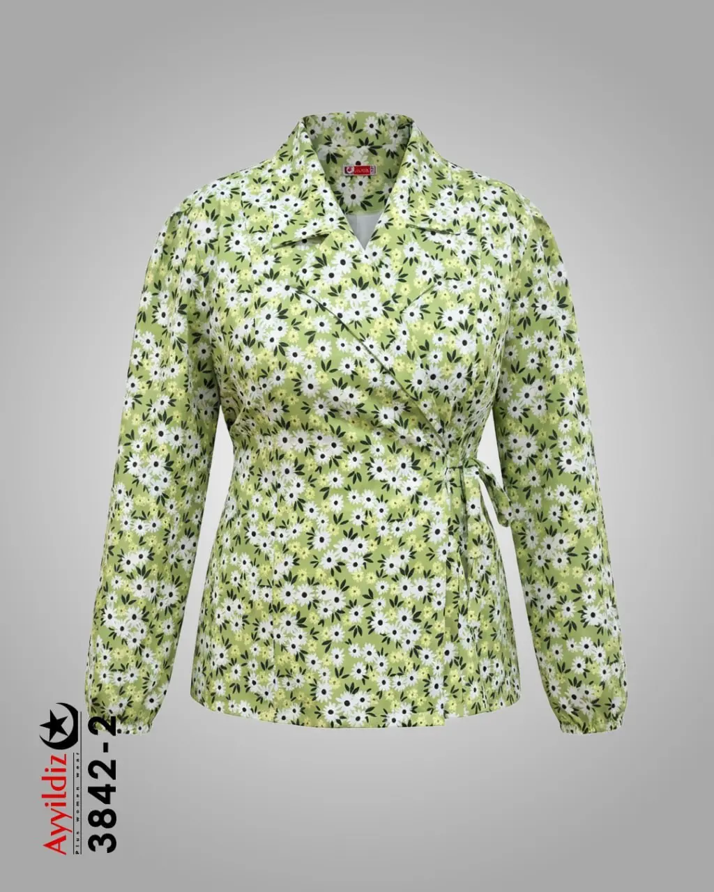 شومیز زنانه سایز بزرگ مدل کتی گره‌دار کد 3842