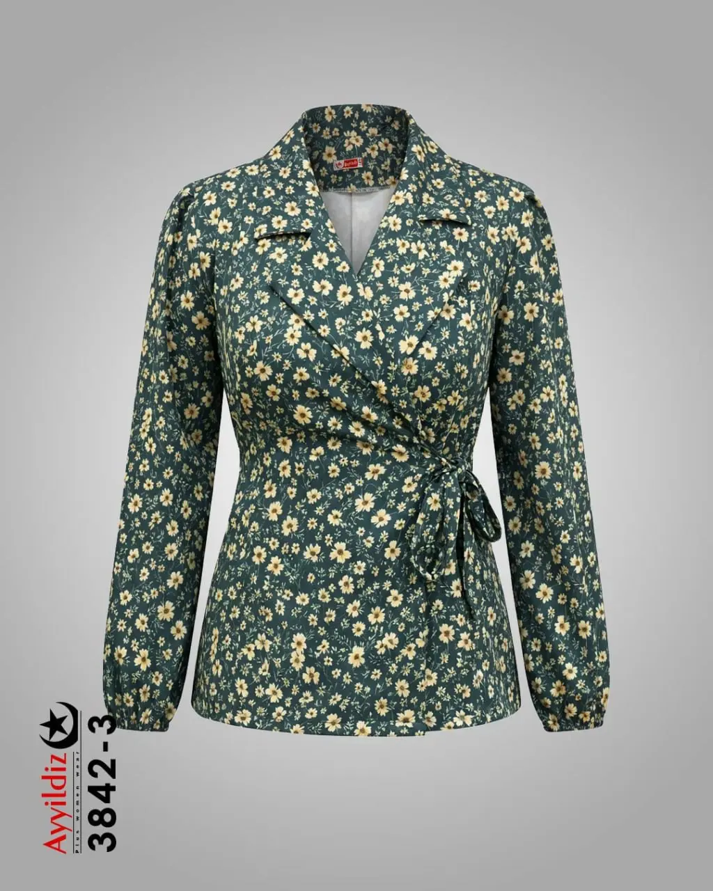 شومیز زنانه سایز بزرگ مدل کتی گره‌دار کد 3842