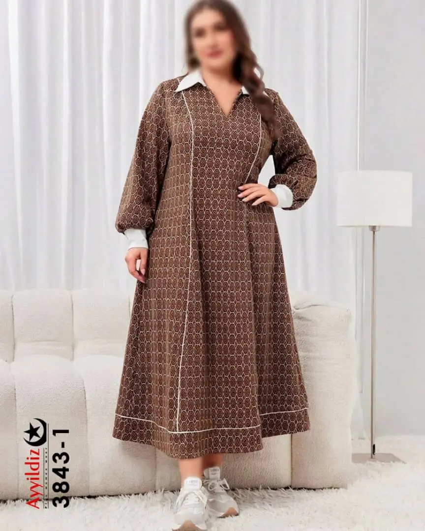 پیراهن زنانه بلند مجلسی سایز بزرگ کد 3843