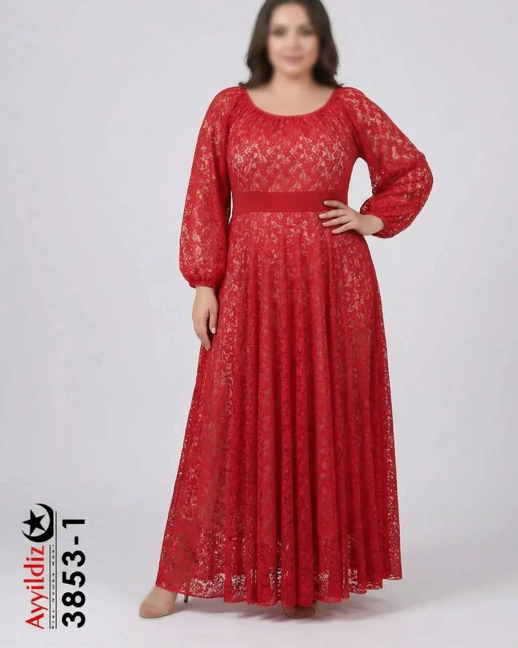 پیراهن زنانه مجلسی گیپور سایز بزرگ کد 3853