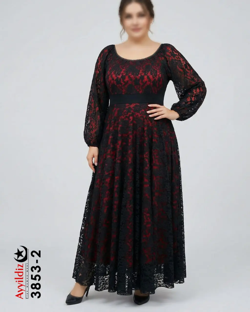 پیراهن زنانه مجلسی گیپور سایز بزرگ کد 3853