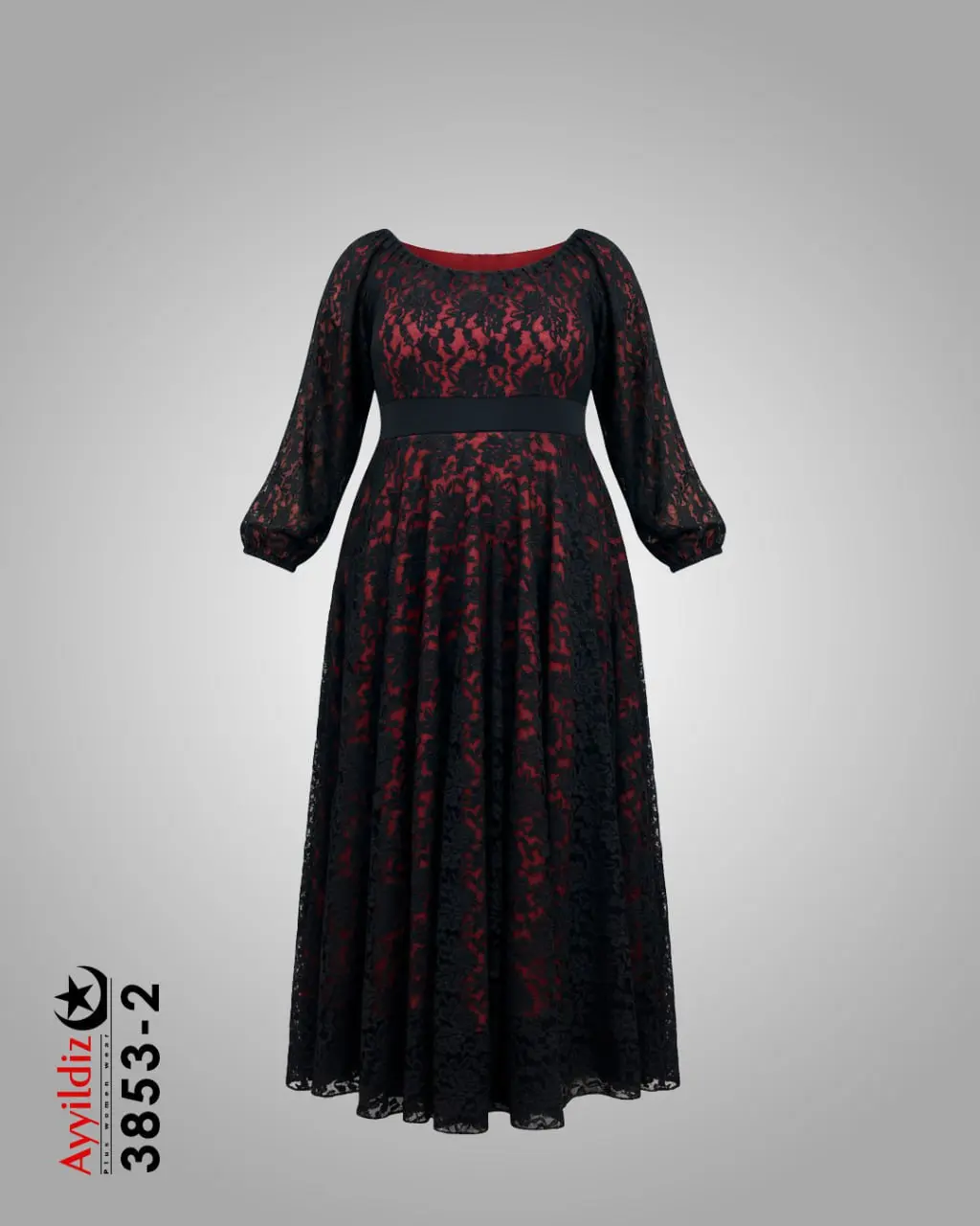 پیراهن زنانه مجلسی گیپور سایز بزرگ کد 3853