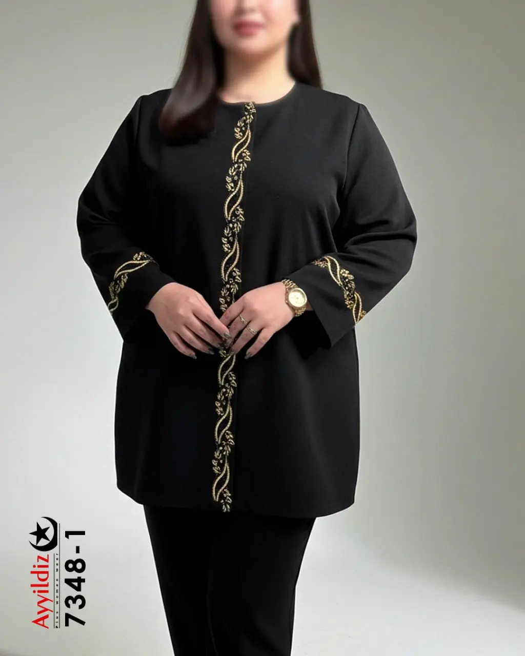 کت مجلسی زنانه سایز بزرگ سنگ دوزی شده سری AyLux کد 7348