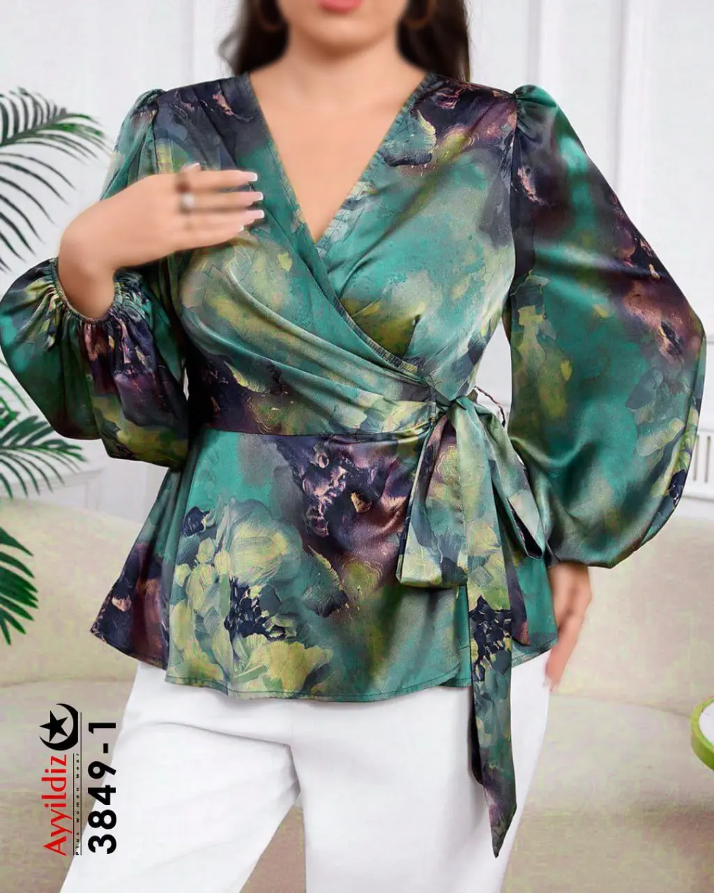 شومیز مجلسی رو هم سایز بزرگ زنانه کد 3849