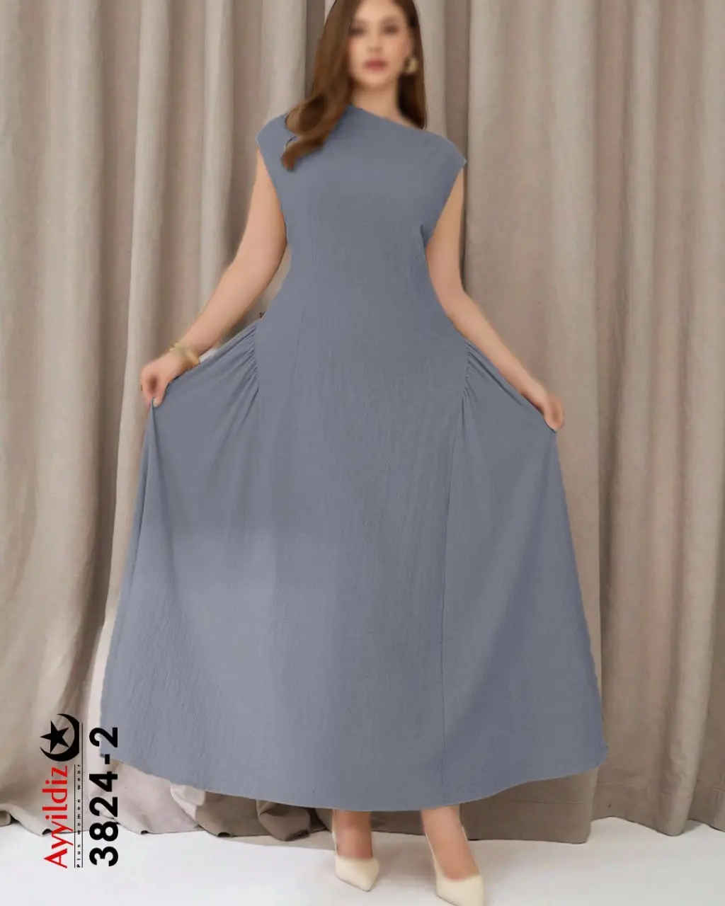پیراهن بلند مجلسی سایز بزرگ زنانه کد 3824