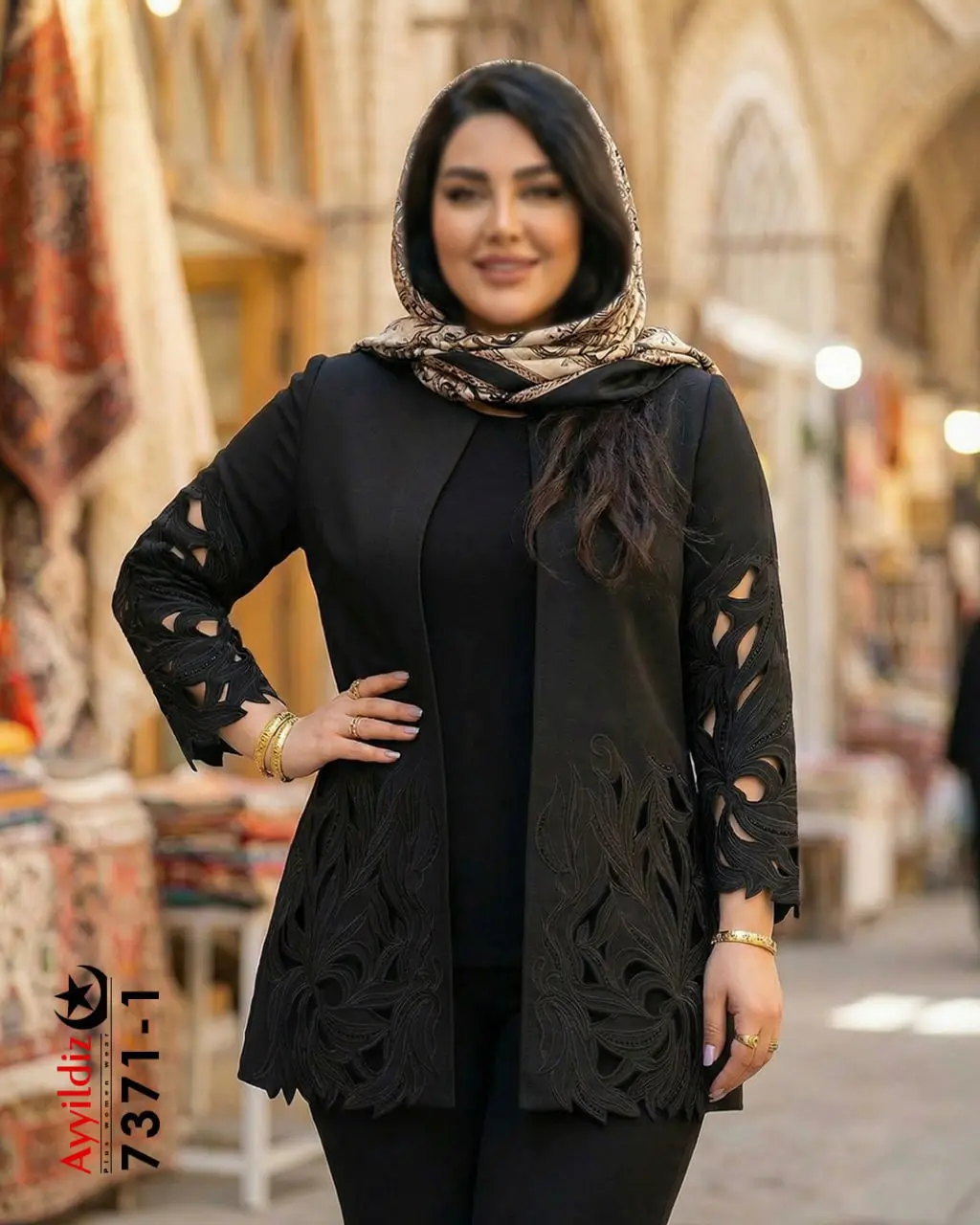 کت مجلسی گلدوزی سایز بزرگ زنانه آییلدیز سری Aylux کد 7371