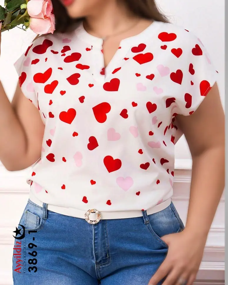 تیشرت یقه هفت سایز بزرگ زنانه کد 3869