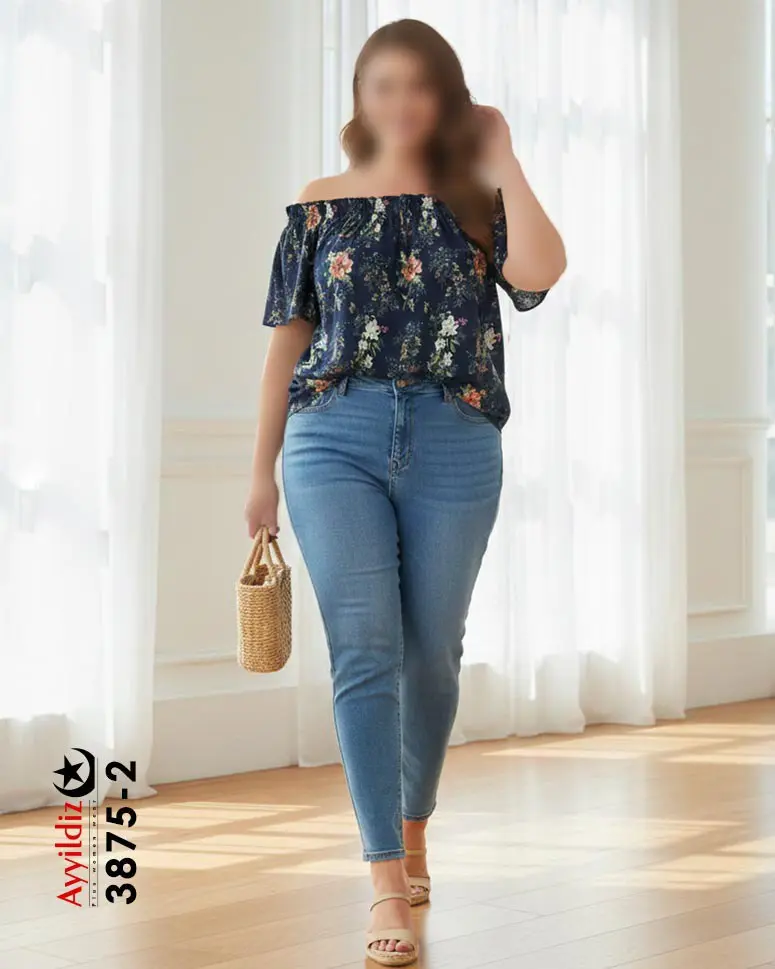 شومیز مجلسی آستین کوتاه سایز بزرگ زنانه کد 3875