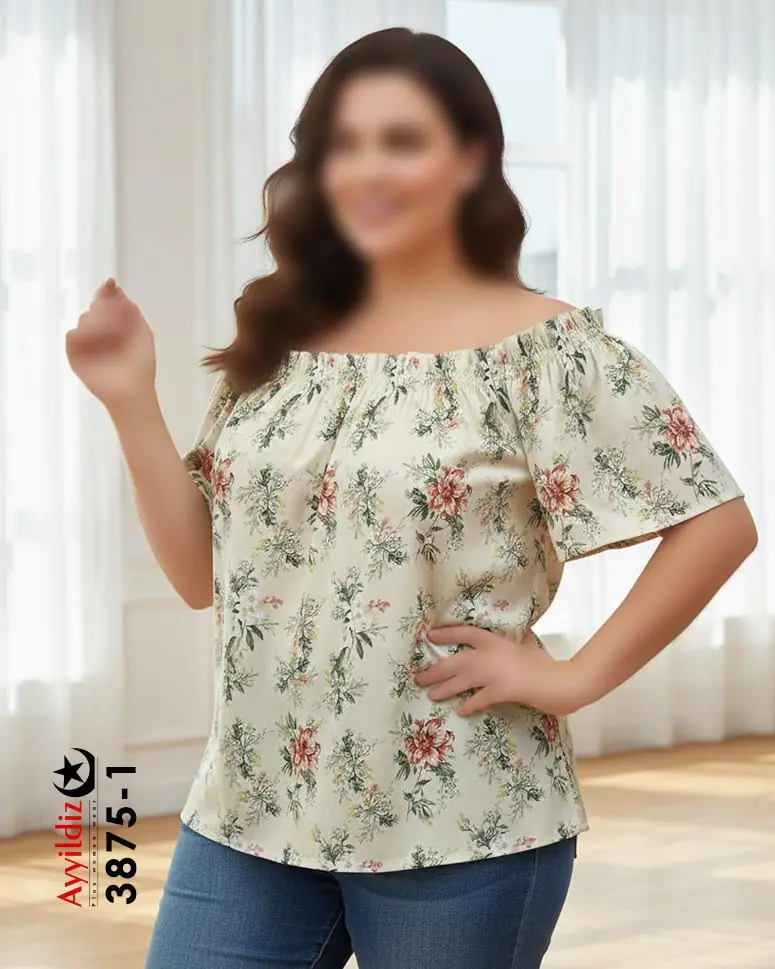 شومیز مجلسی آستین کوتاه سایز بزرگ زنانه کد 3875