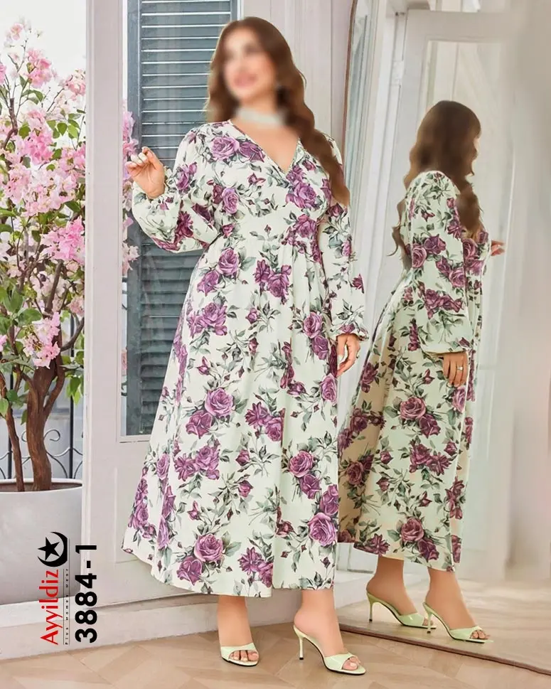 پیراهن بلند مجلسی سایز بزرگ زنانه کد 3884