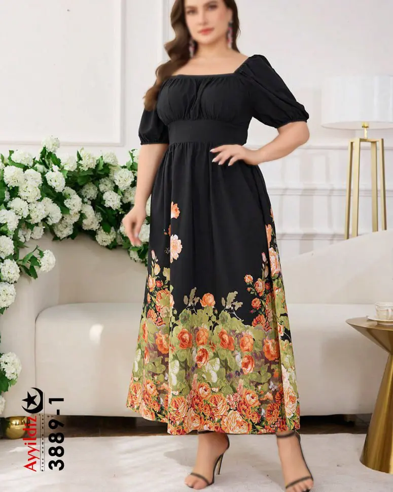 پیراهن بلند مجلسی سایز بزرگ زنانه کد 3889