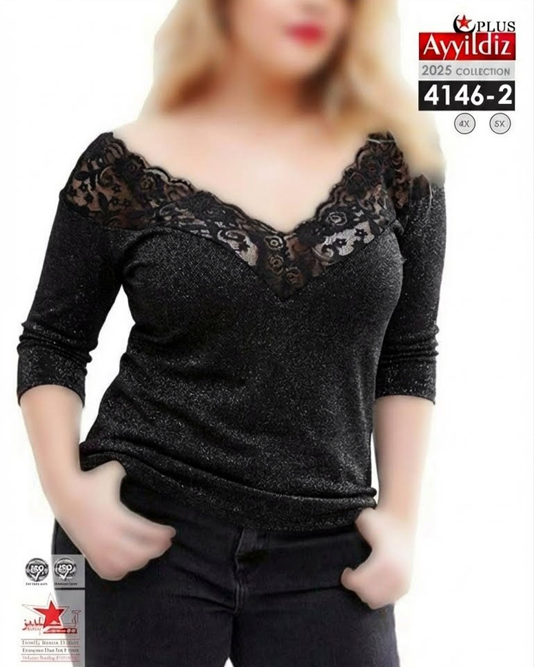 بلوز سایز بزرگ زنانه کد 4146