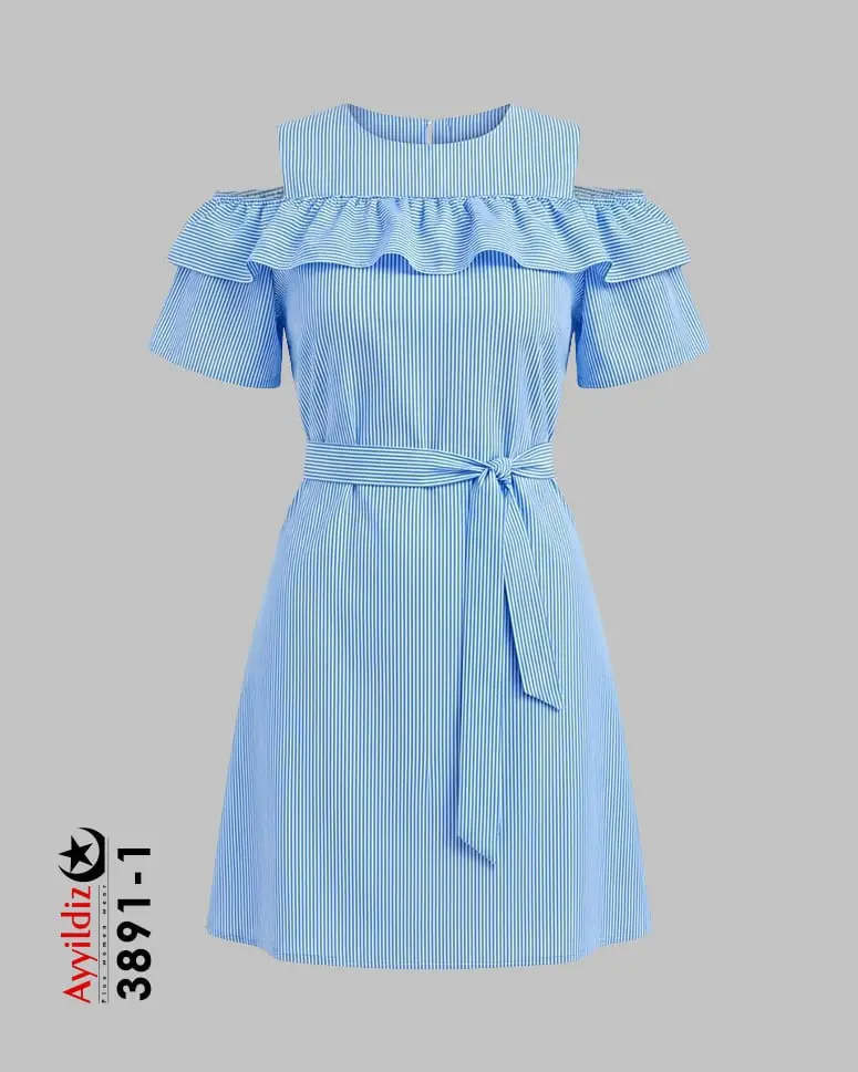 پیراهن سرشانه باز سایز بزرگ زنانه کد 3891