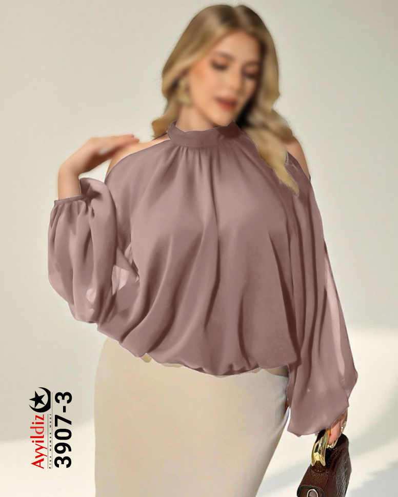 شومیز شیشه ای سایز بزرگ زنانه کد 3907