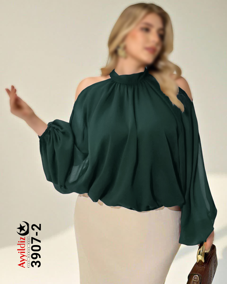 شومیز شیشه ای سایز بزرگ زنانه کد 3907