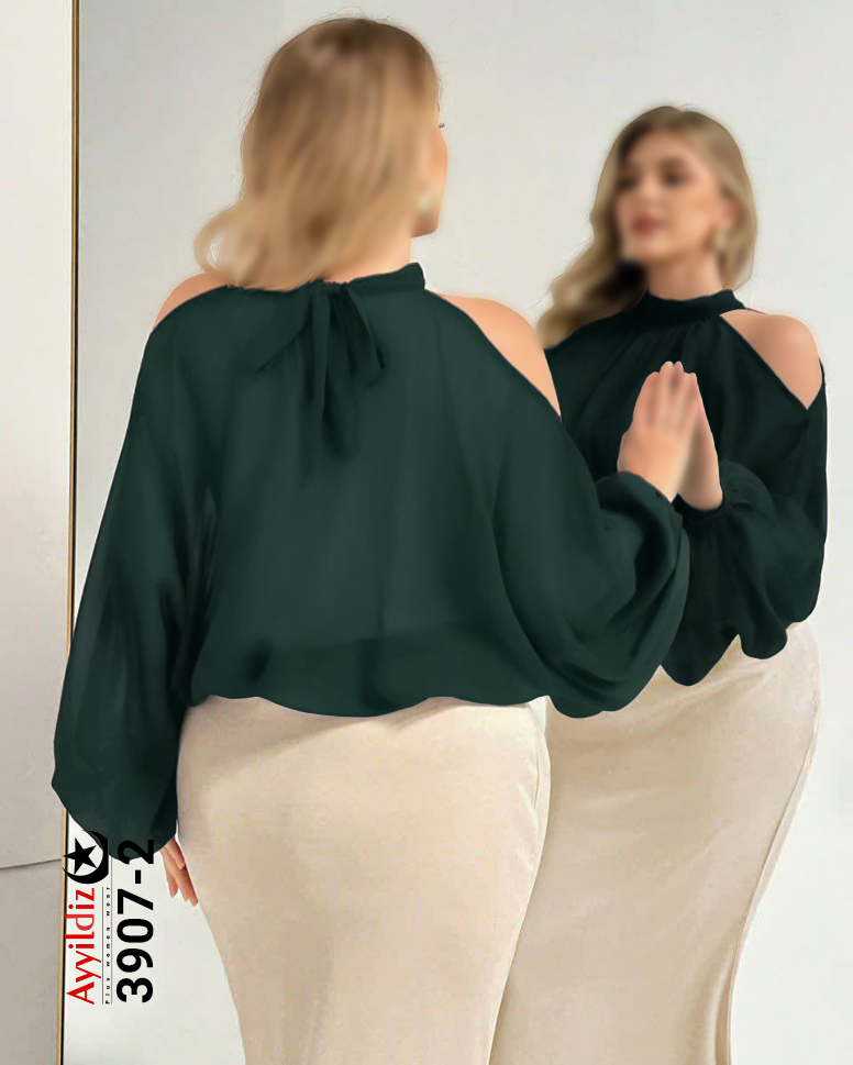 شومیز شیشه ای سایز بزرگ زنانه کد 3907