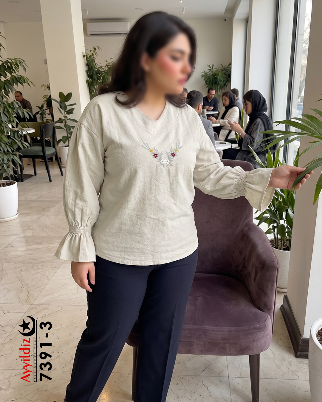 شومیز الیاف سایز بزرگ زنانه کد 7391