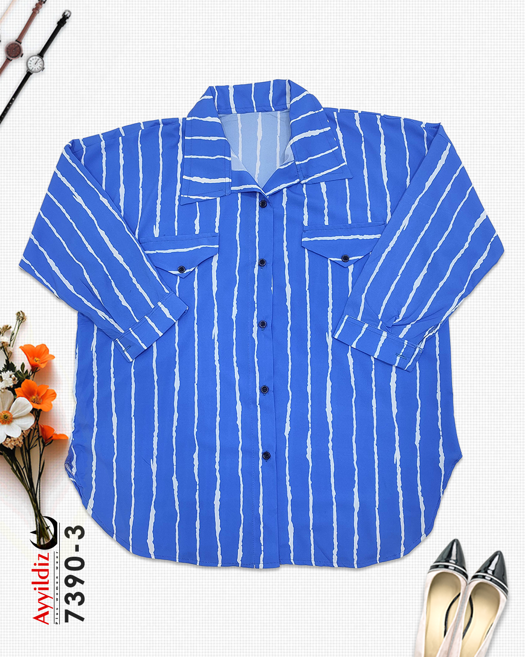 شومیز سایز بزرگ زنانه کد 7390