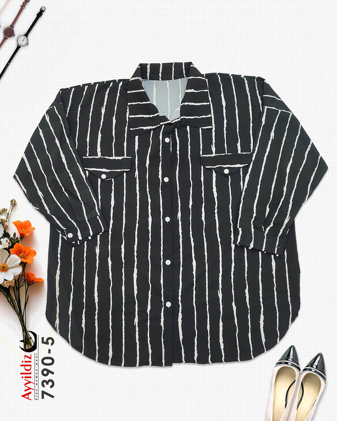شومیز سایز بزرگ زنانه کد 7390