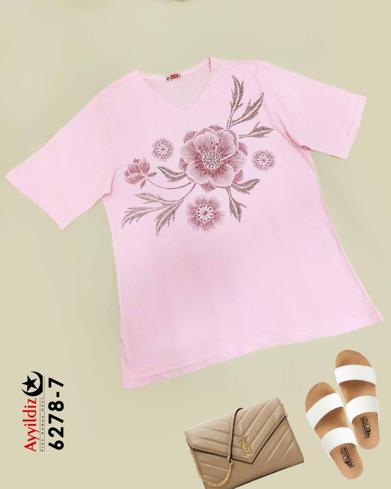 تیشرت سایز بزرگ زنانه کد 6278