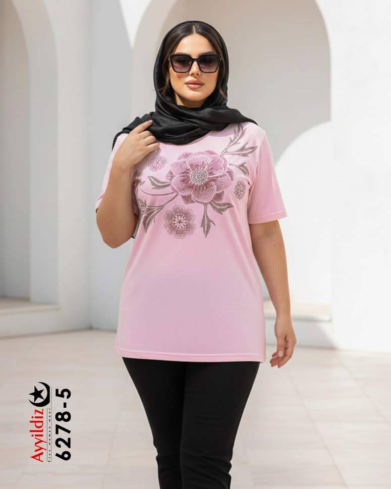 تیشرت سایز بزرگ زنانه کد 6278