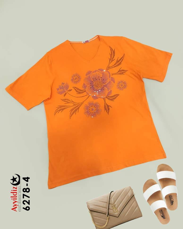 تیشرت سایز بزرگ زنانه کد 6278