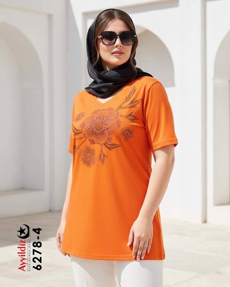 تیشرت سایز بزرگ زنانه کد 6278