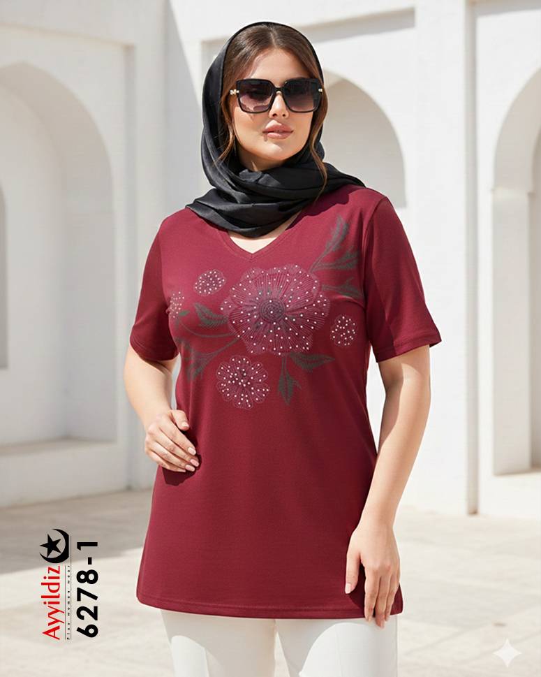 تیشرت سایز بزرگ زنانه کد 6278