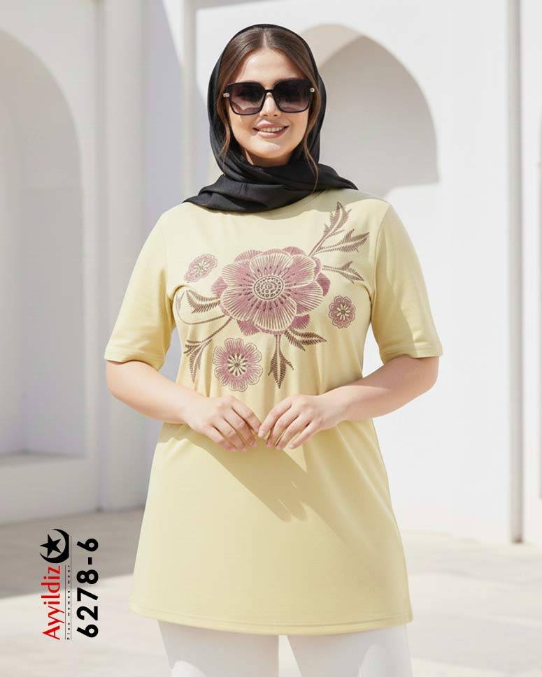 تیشرت سایز بزرگ زنانه کد 6278