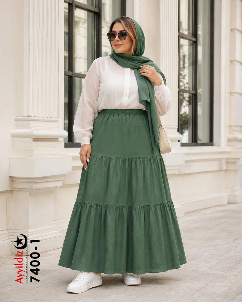دامن 3 پله سایز بزرگ زنانه کد 7400