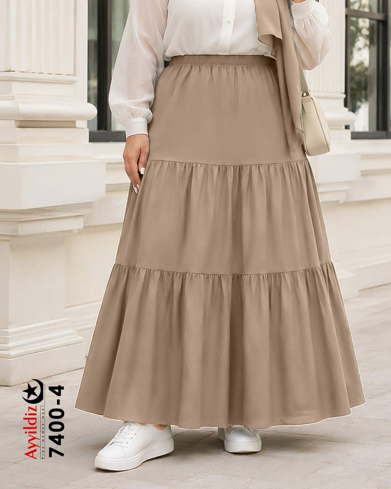 دامن 3 پله سایز بزرگ زنانه کد 7400