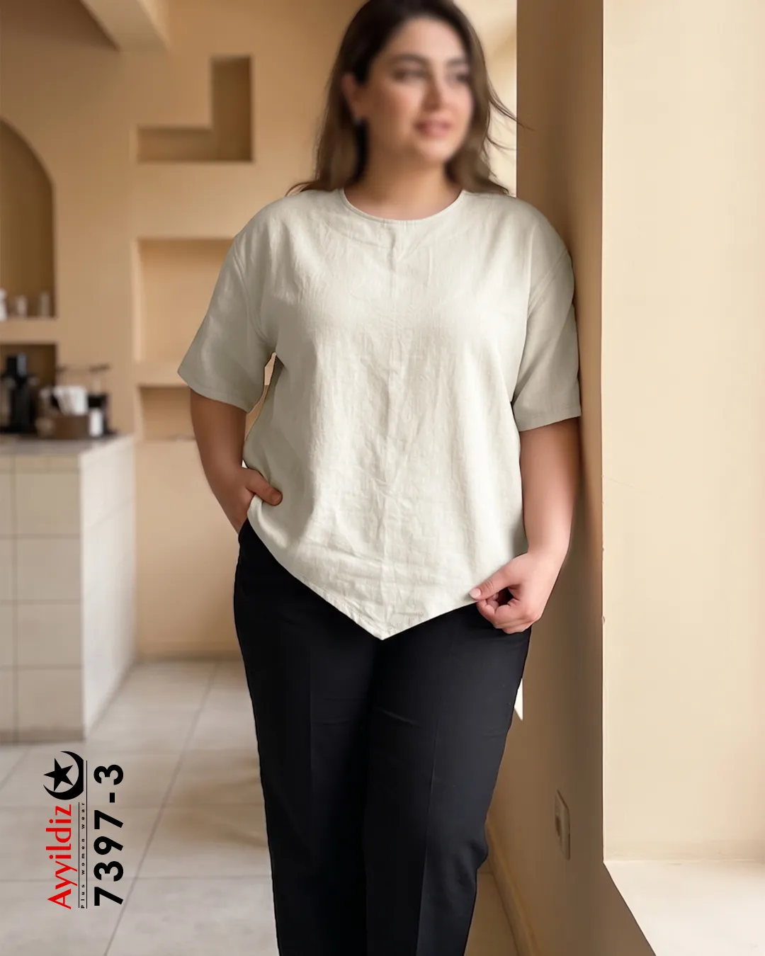 شومیز آستین کوتاه سایز بزرگ زنانه کد 7397