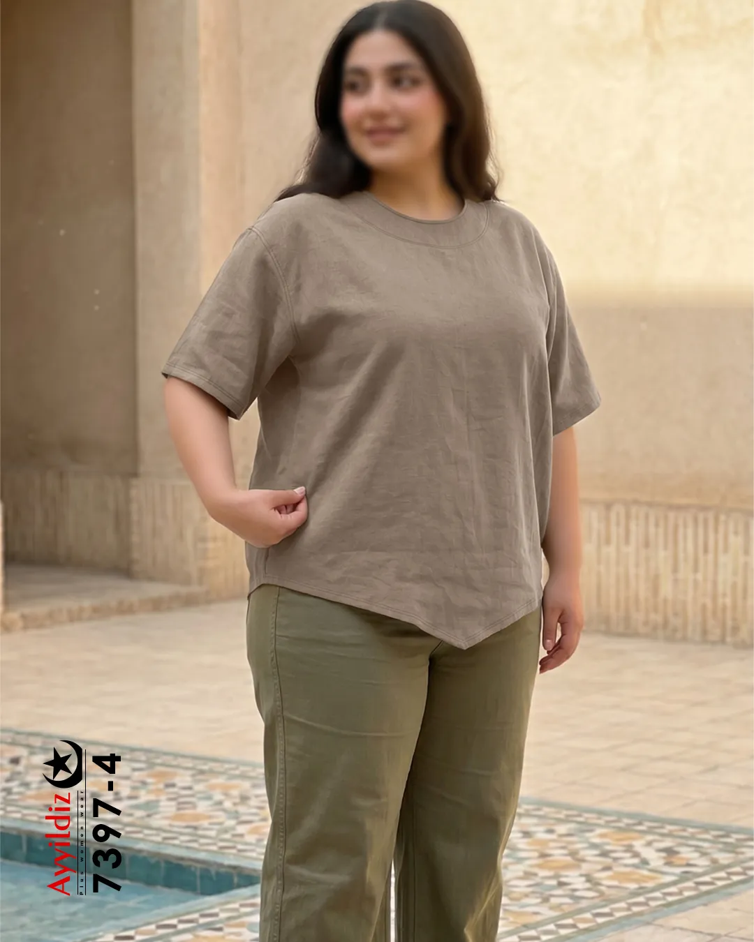 شومیز آستین کوتاه سایز بزرگ زنانه کد 7397